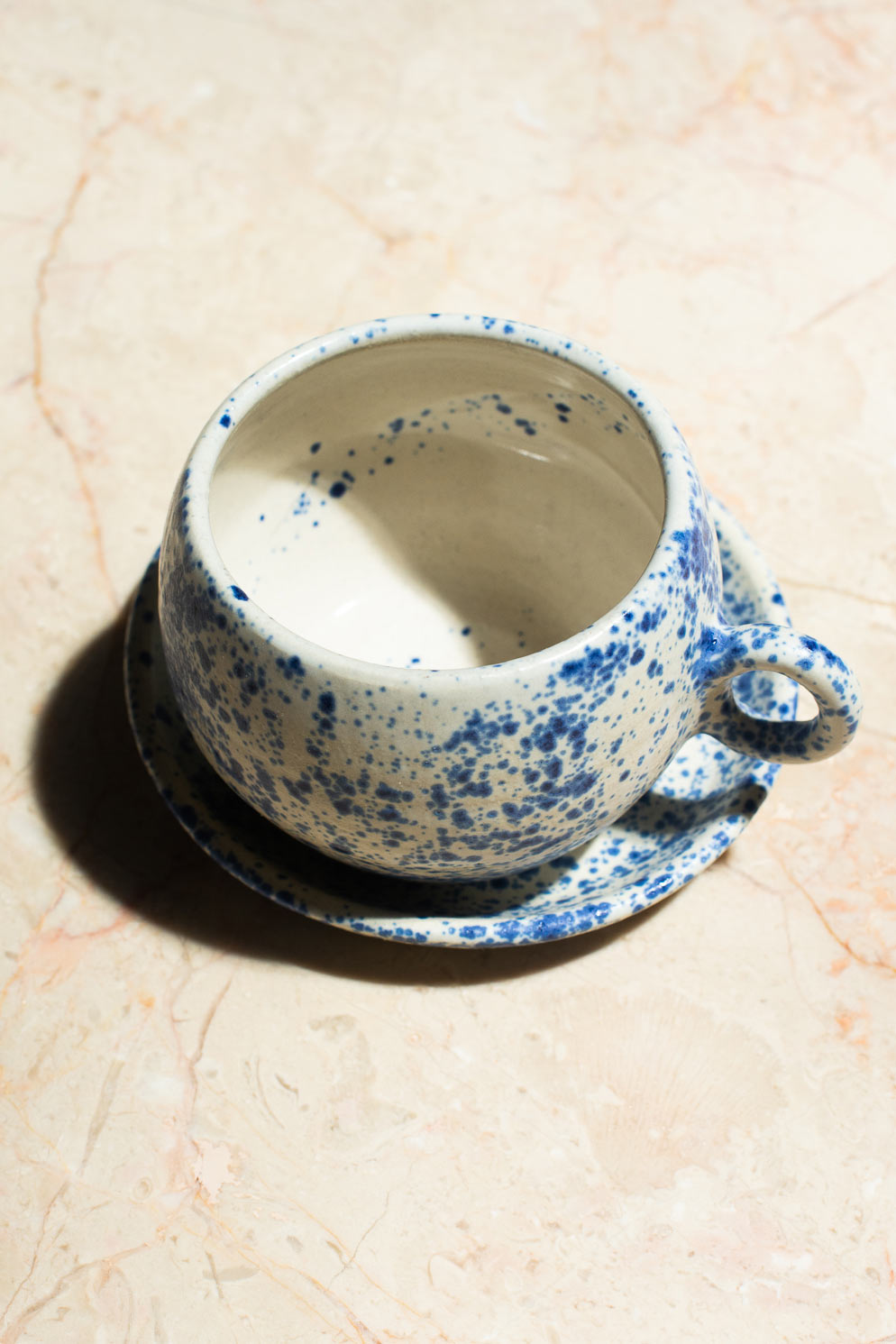 Blue Speckle Tea Cup & Saucer