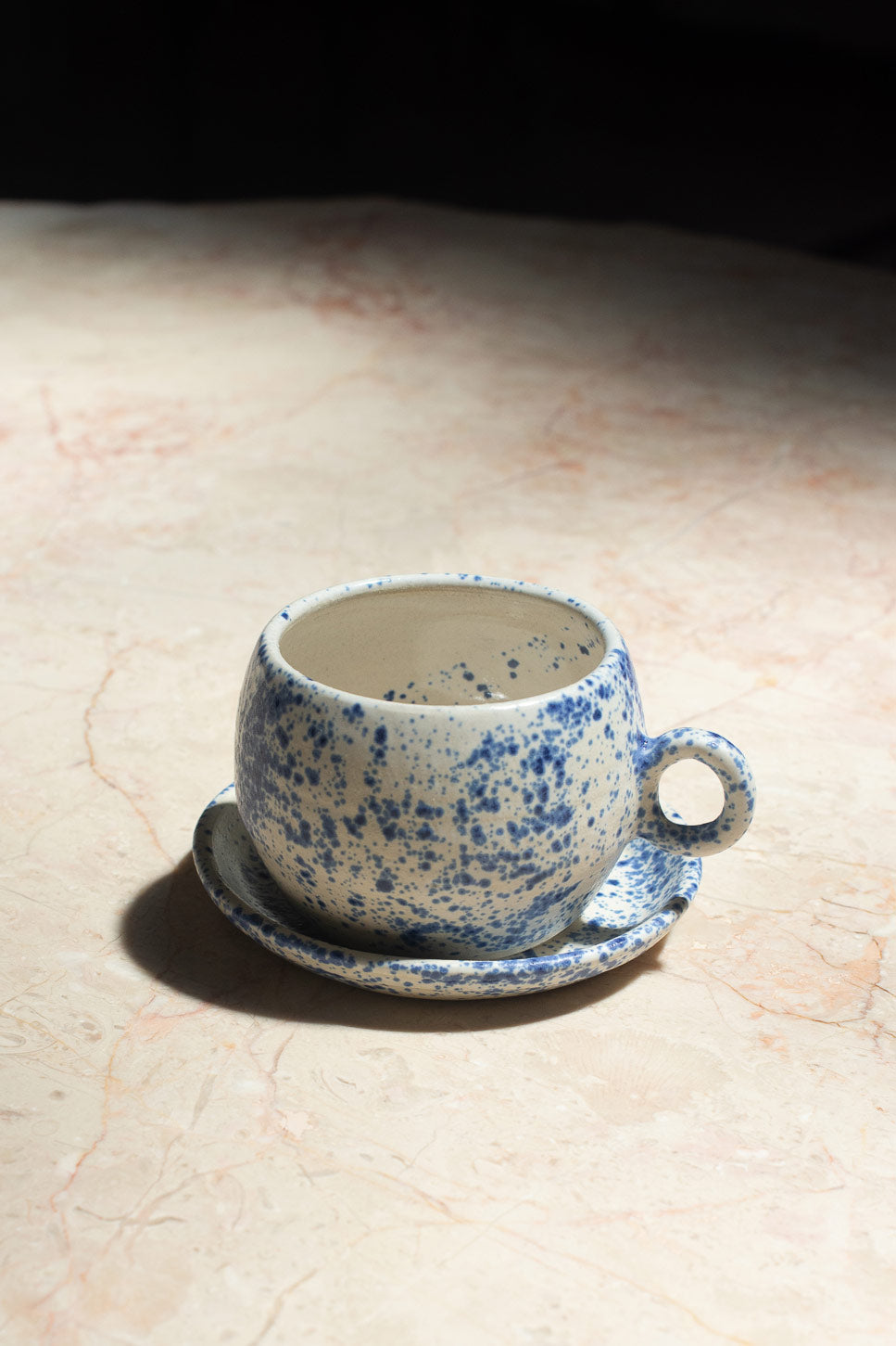 Blue Speckle Tea Cup & Saucer