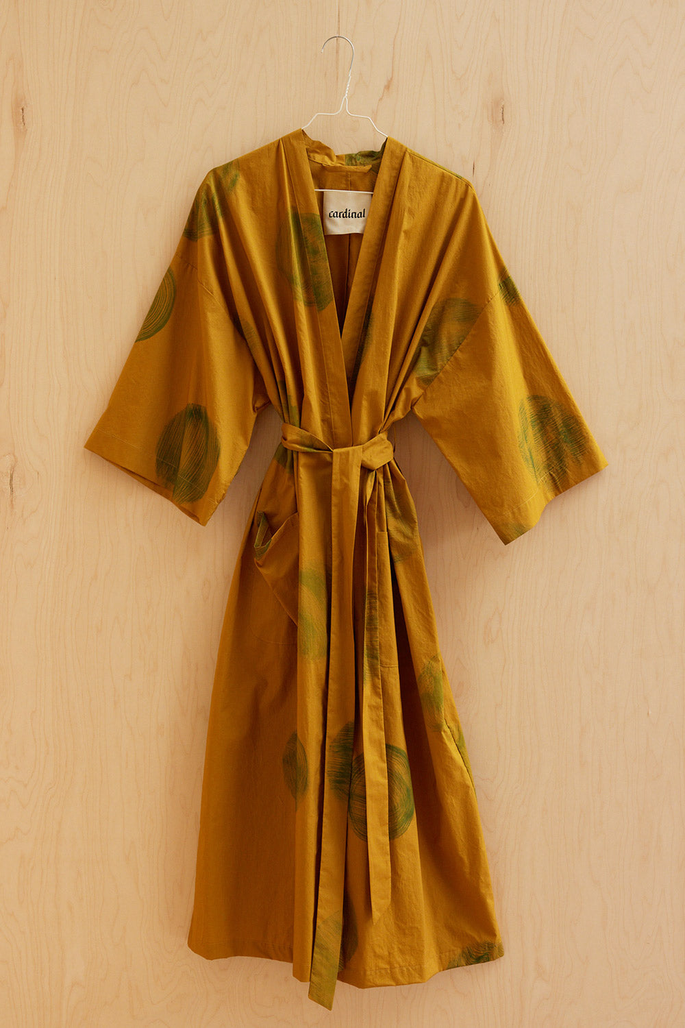 Cotton Robe / Green Dots on Ochre