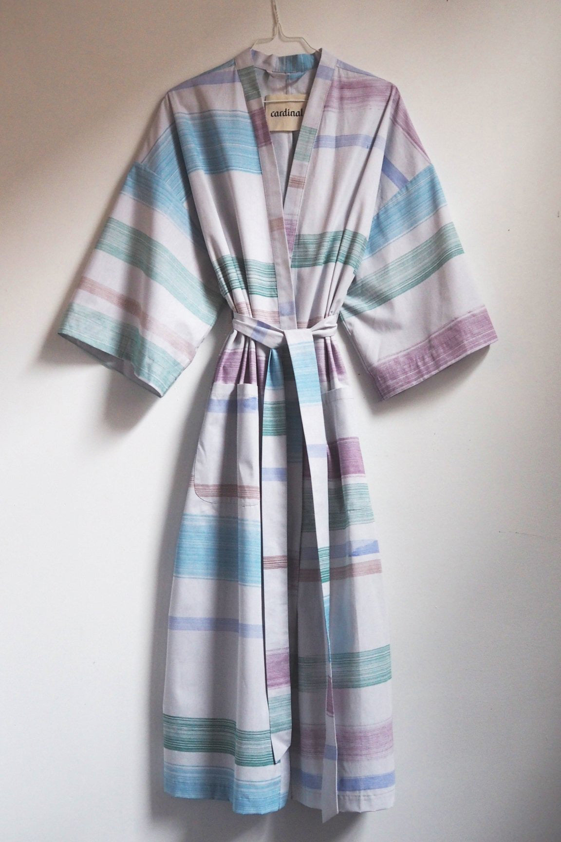 Cotton Robe / Stripes on Ice Grey