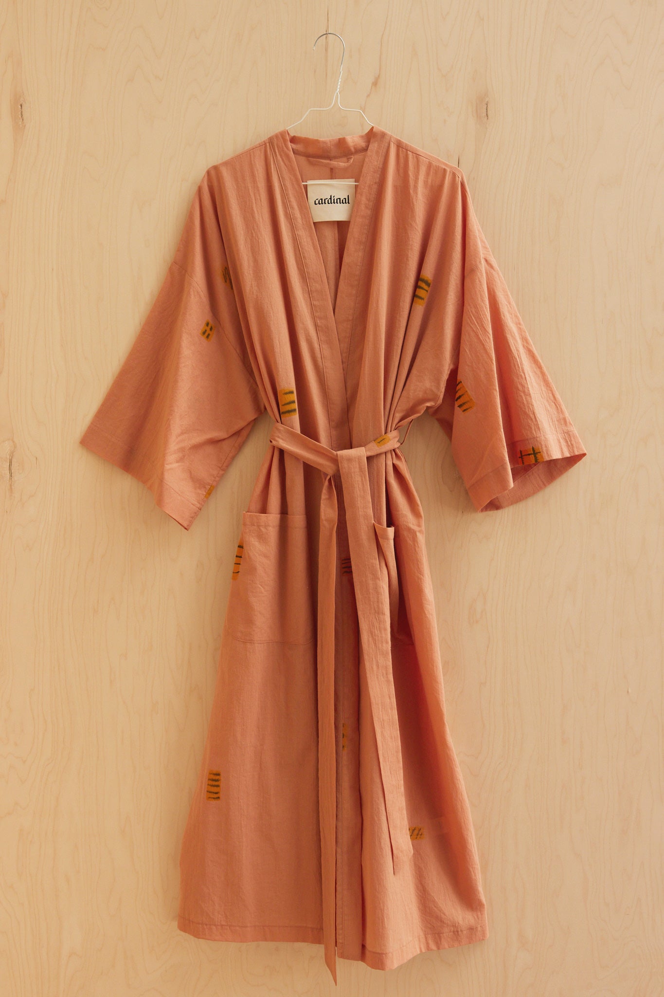 Cotton Robe / Yellow Tiles on Peach