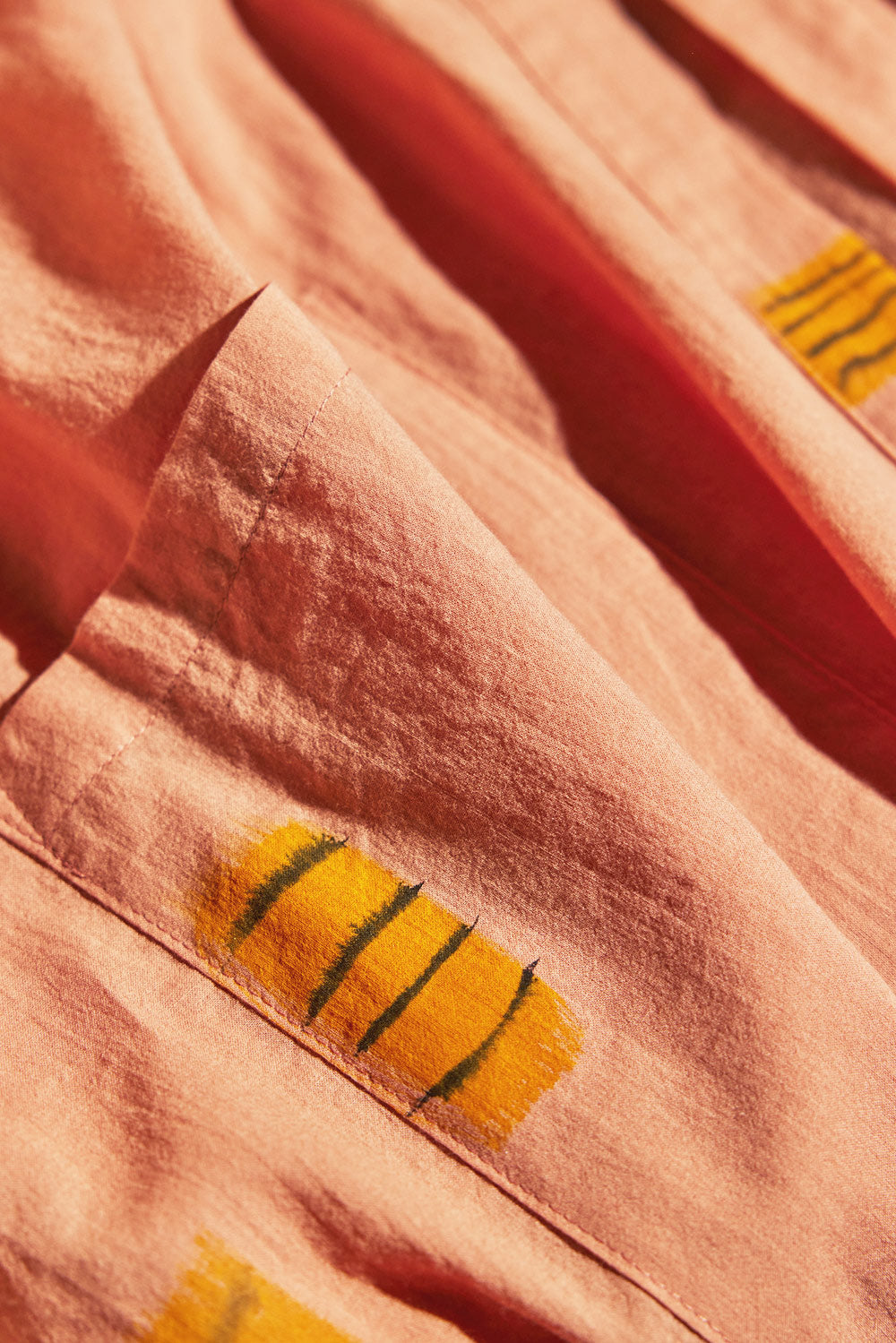 Cotton Robe / Yellow Tiles on Peach