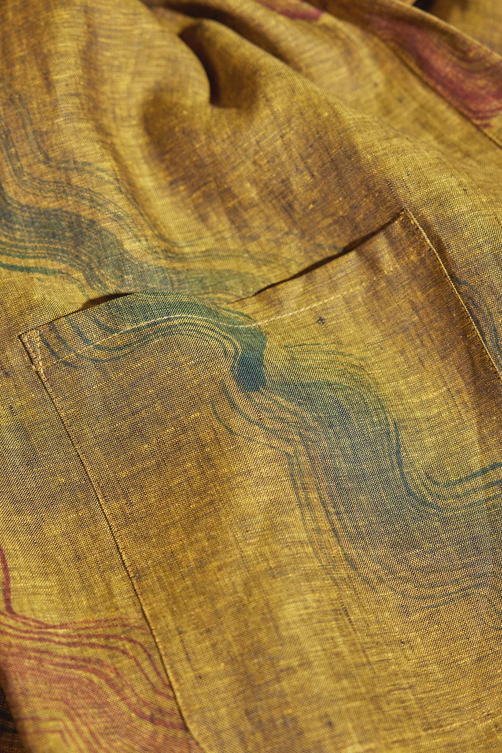 Linen Robe / Diagonal Stripe on Ochre